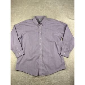 Brooks Brothers 346 Shirt Mens 18 34/35 Purple Check Non Iron Dress Cotton Slim